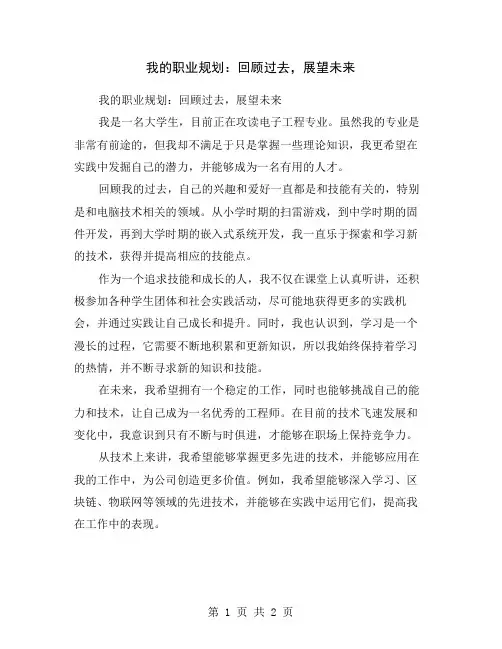 我的职业规划：回顾过去,展望未来