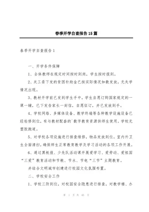 春季开学自查报告15篇