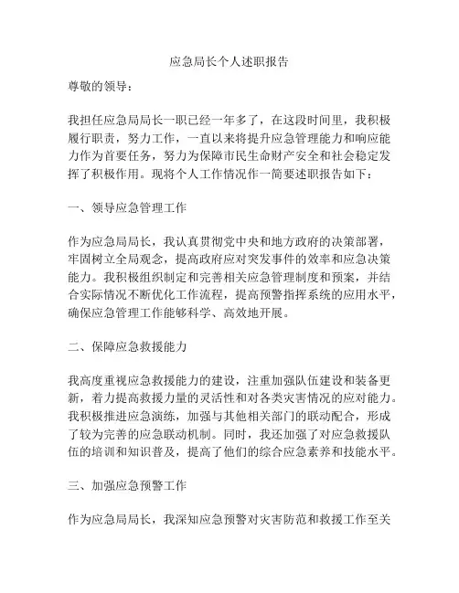 应急局长个人述职报告