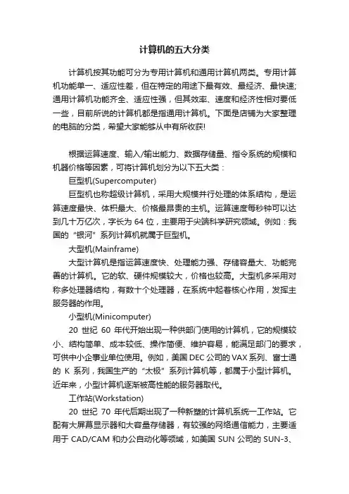计算机的五大分类