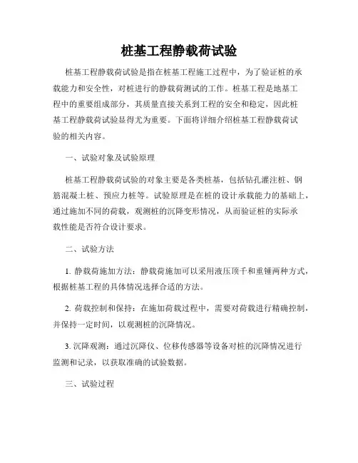 桩基工程静载荷试验
