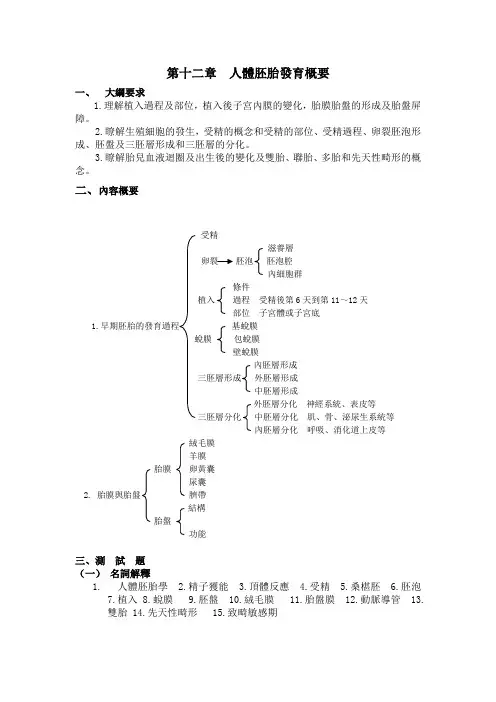 解剖学-第十二章人体胚胎发育概要