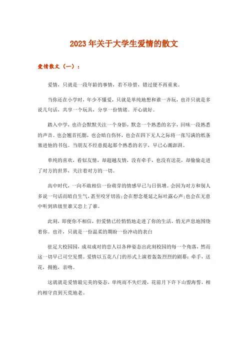 2023年文学_关于大学生爱情的散文
