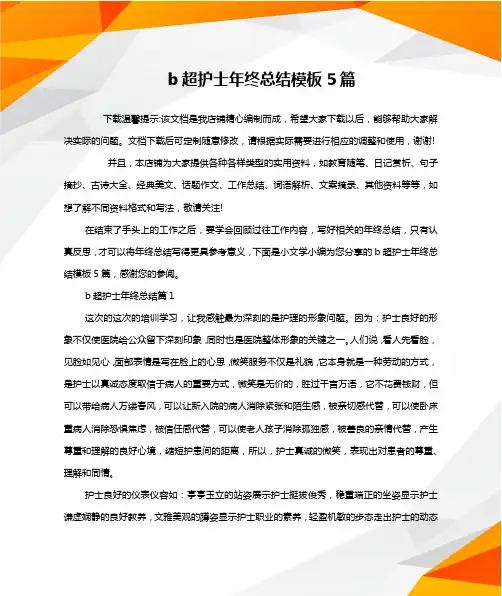 b超护士年终总结模板5篇