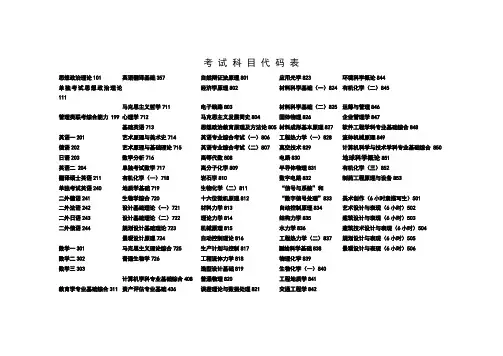 考试科目代码表