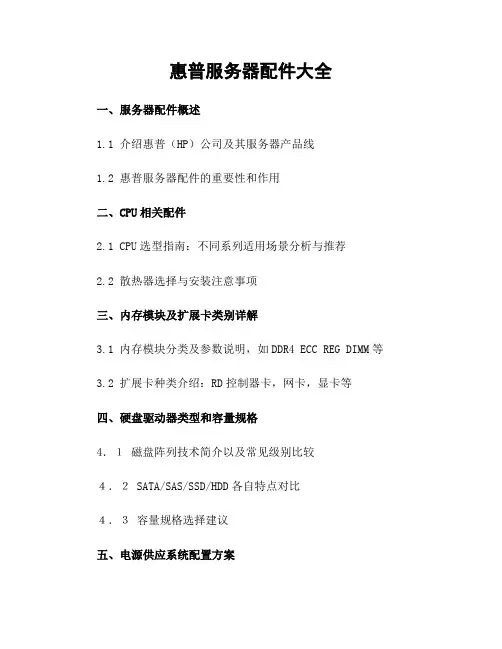 惠普服务器配件大全