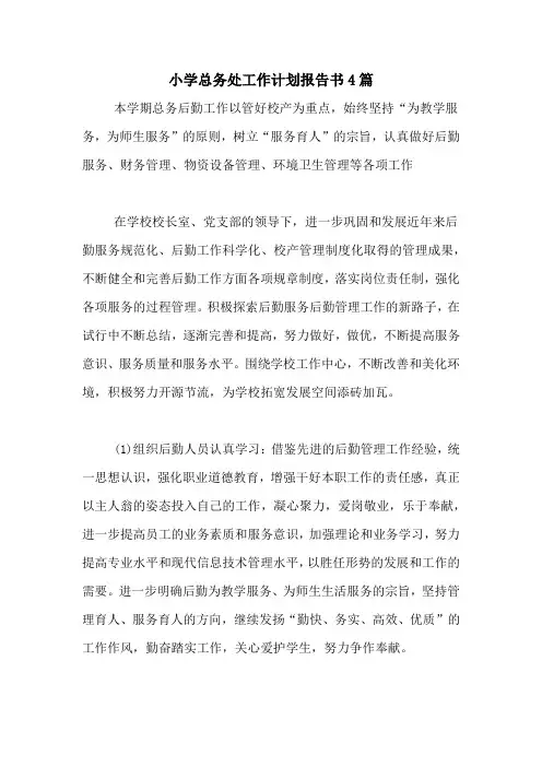 2020年小学总务处工作计划报告书4篇