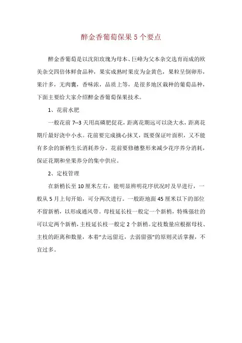 醉金香葡萄保果5个要点