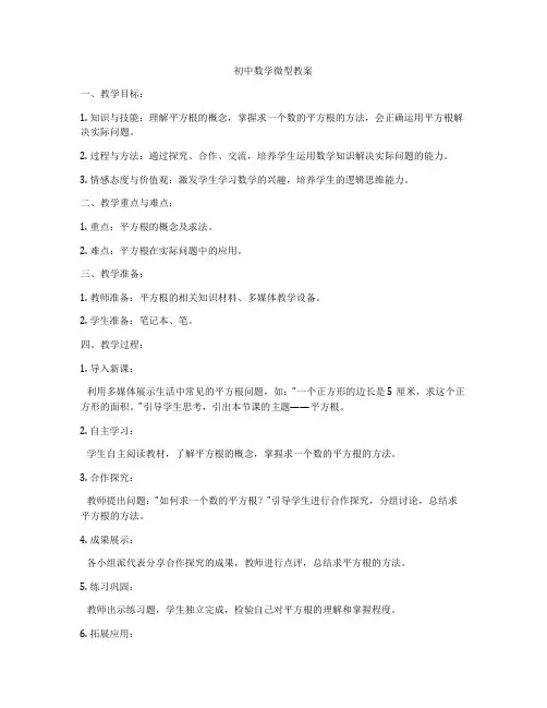 初中数学微型教案