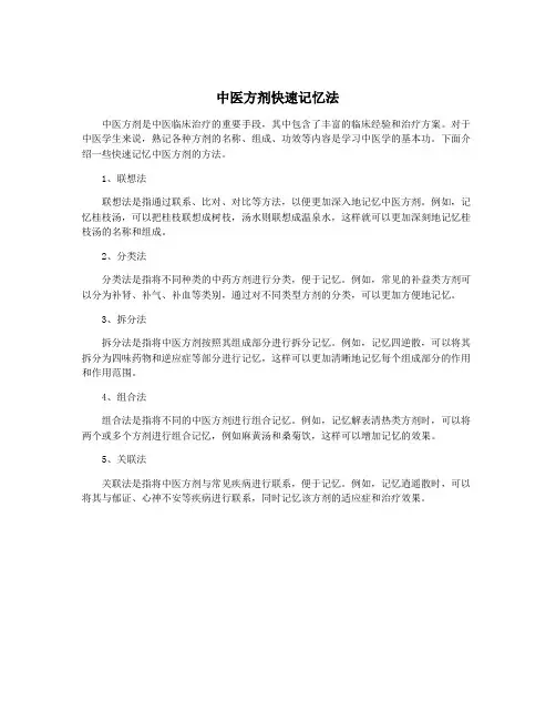 中医方剂快速记忆法