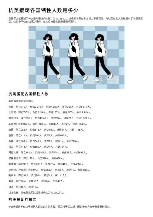 抗美援朝各国牺牲人数是多少