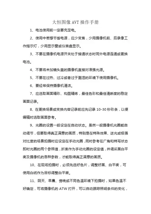 大恒图像AVT操作手册