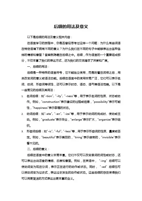 后缀的用法及意义