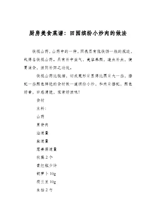 厨房美食菜谱：田园缤纷小炒肉的做法
