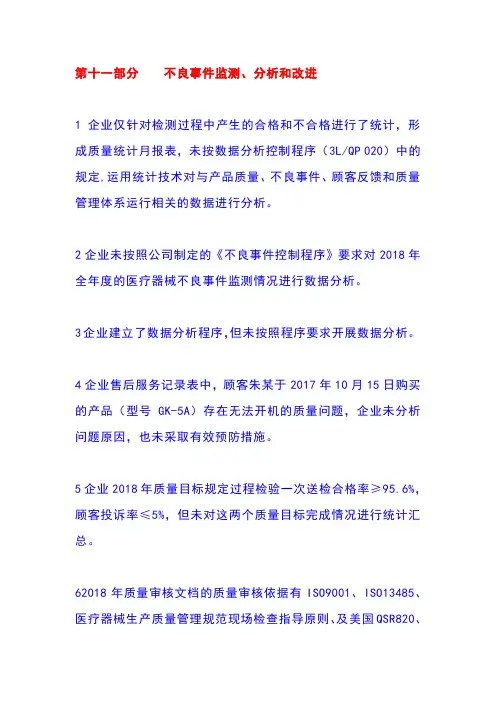 【国家局飞检】国家局飞检不合格项汇总(11)