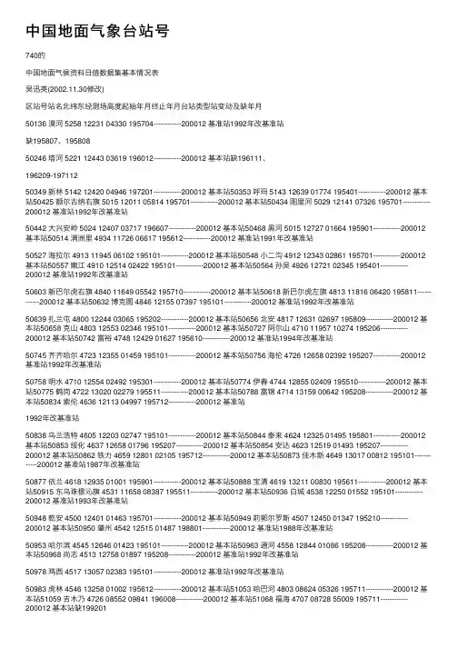 中国地面气象台站号