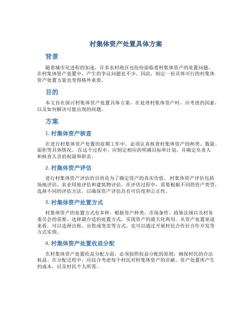 村集体资产处置具体方案