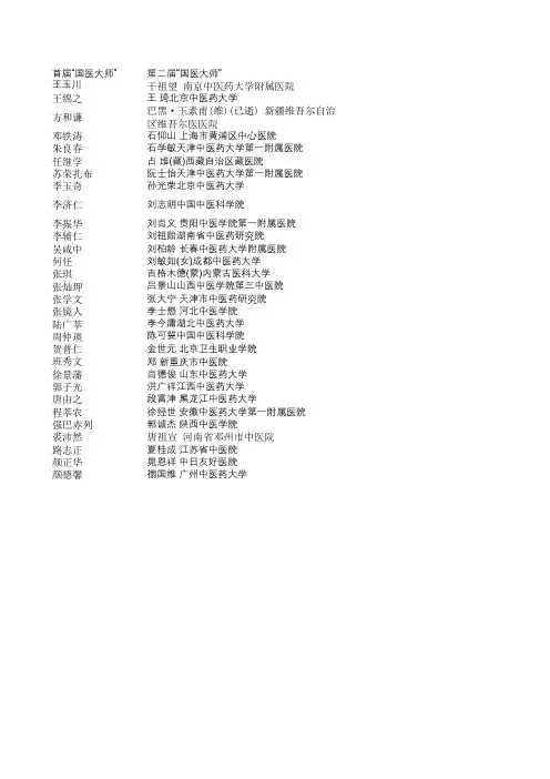 三届国医大师名单