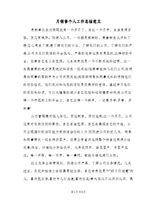 月销售个人工作总结范文(4篇)