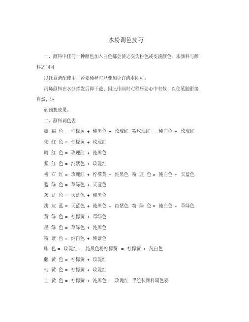 水粉调色技巧