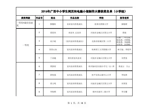 2016年网页大赛获奖名单xls