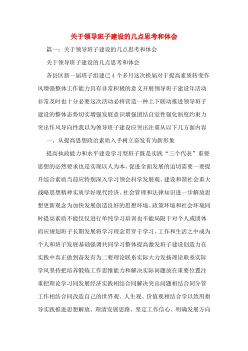 关于领导班子建设的几点思考和体会