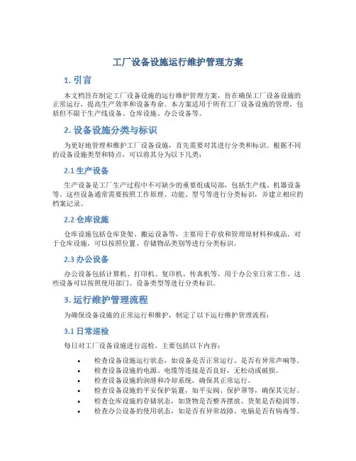 工厂设备设施运行维护管理方案