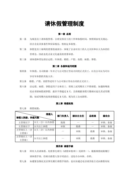 请休假管理制度
