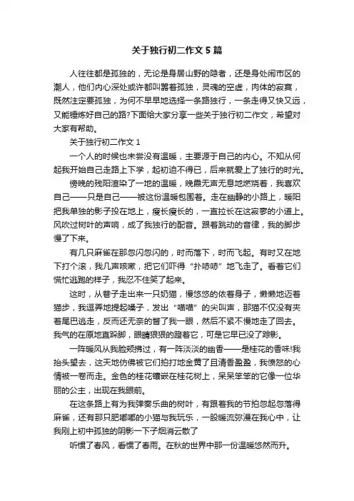 关于独行初二作文5篇