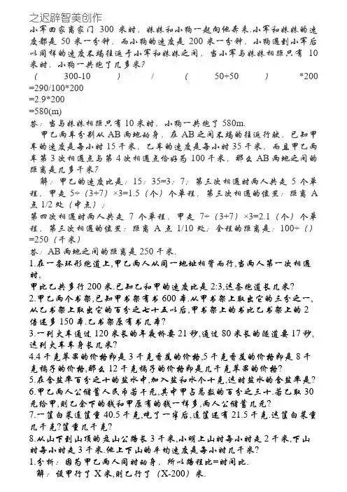 相遇问题应用题集锦