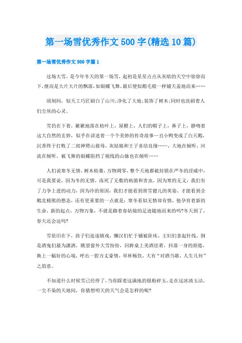 第一场雪优秀作文500字(精选10篇)