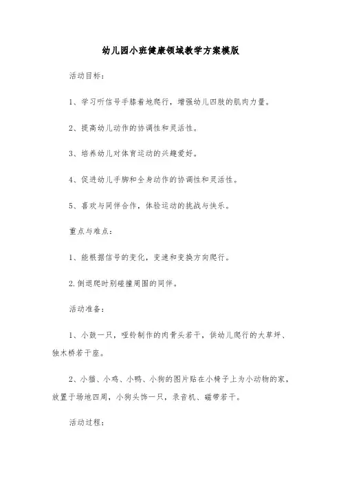 幼儿园小班健康领域教学方案模版（五篇）