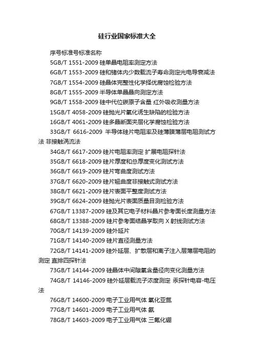 硅行业国家标准大全