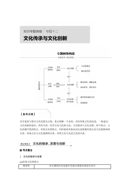 [高考精品资料]高考政治高三政治复习人教版必修三  文化传承与文化创新(2) 知识专题突破    .doc