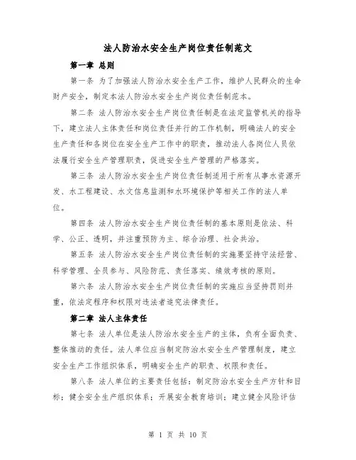 法人防治水安全生产岗位责任制范文(4篇)