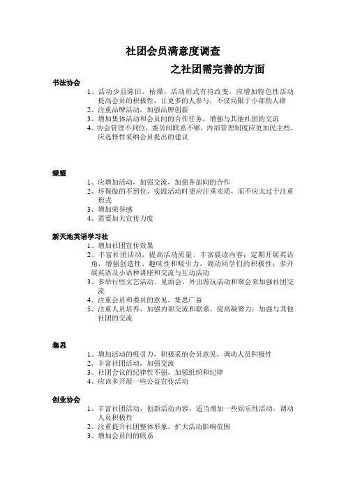 社团会员满意度调查(增添)