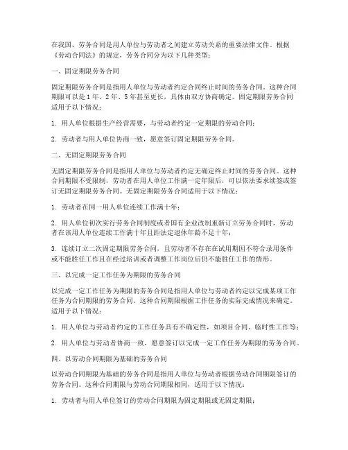 劳务合同分类