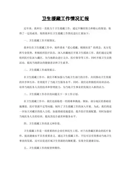 卫生援藏工作情况汇报