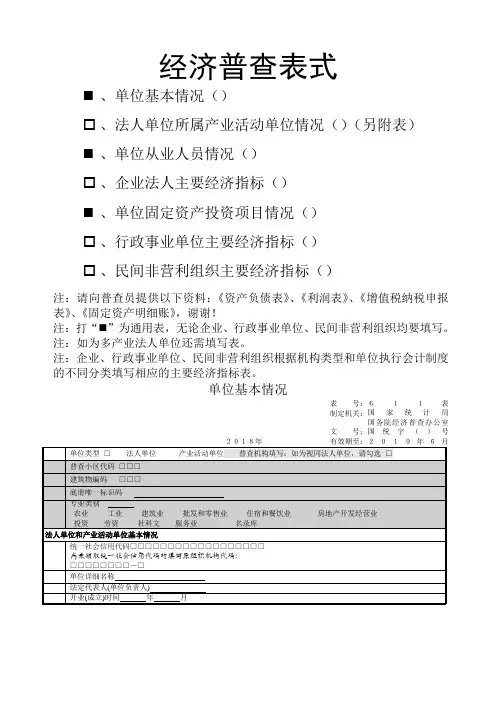 经济普查表式