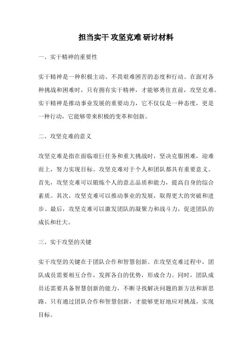担当实干 攻坚克难 研讨材料