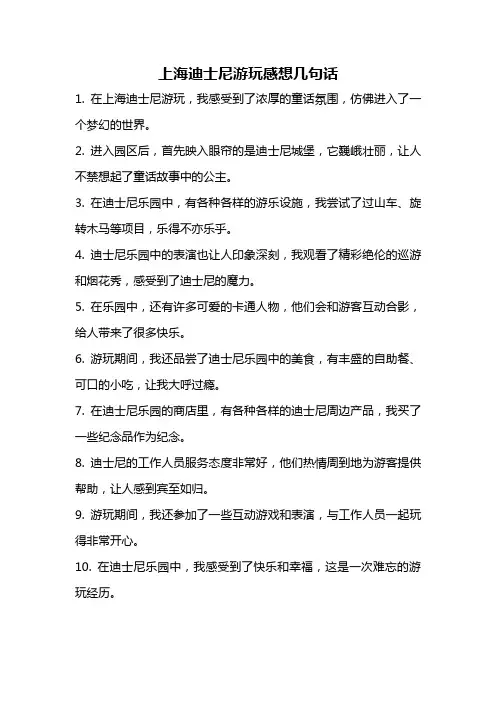 上海迪士尼游玩感想几句话
