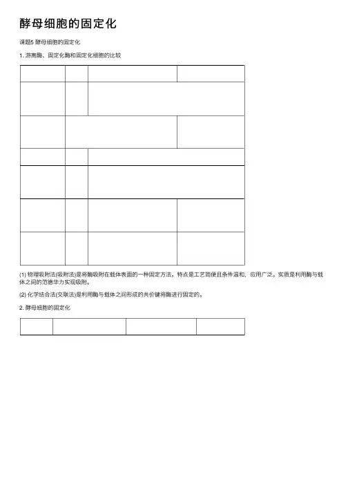 酵母细胞的固定化