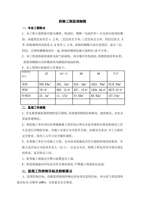 拆除工程专项监理细则