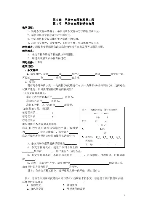 人教高中生物必修2第1节 从杂交育种到诱变育种 (2)  教案