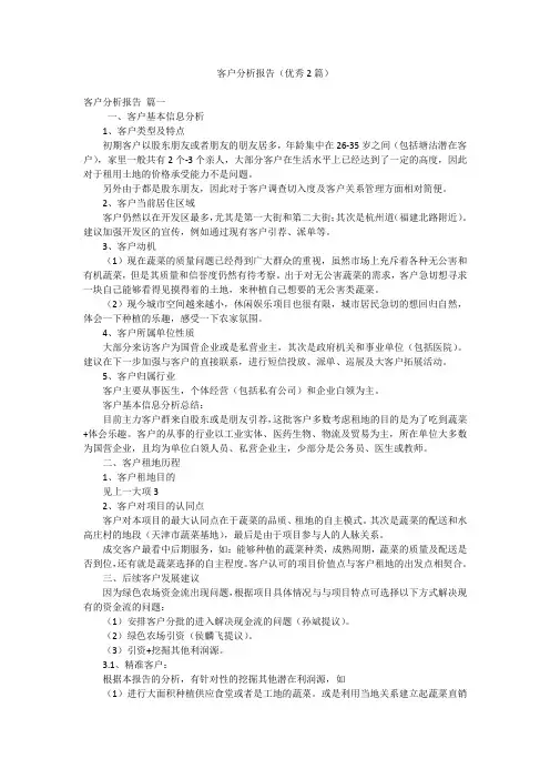 客户分析报告(优秀2篇)