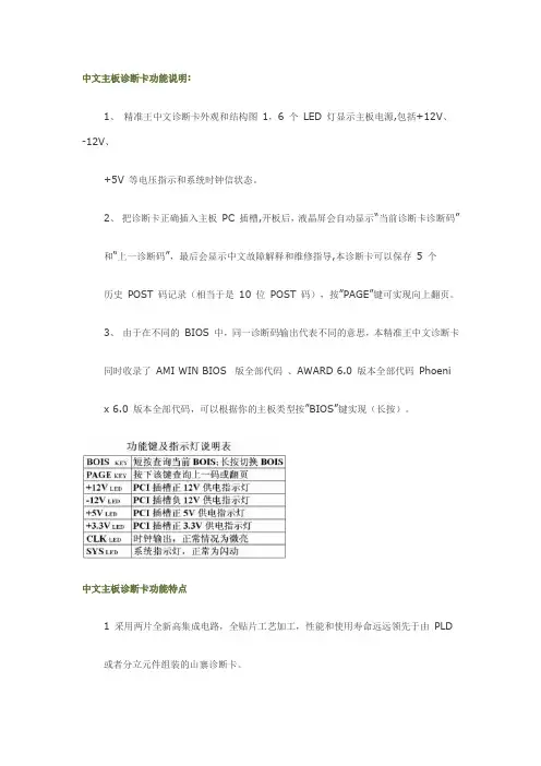 中文主板诊断卡功能说明