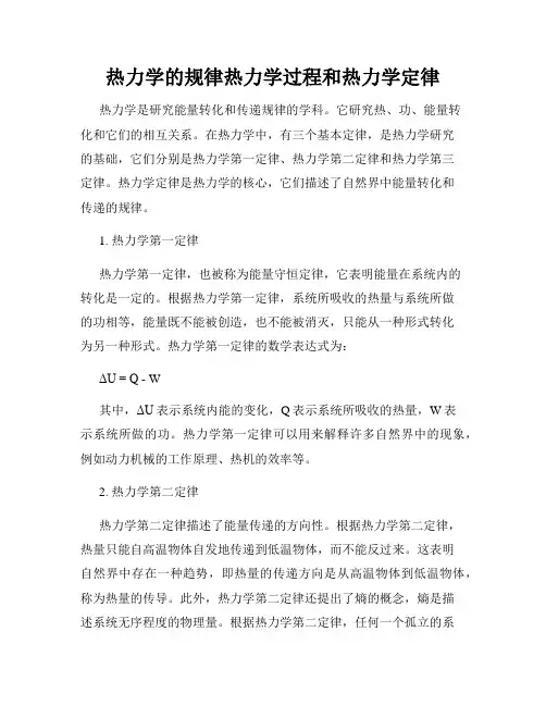 热力学的规律热力学过程和热力学定律