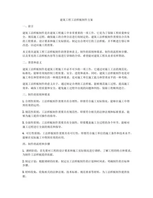 建筑工程工法样板制作方案