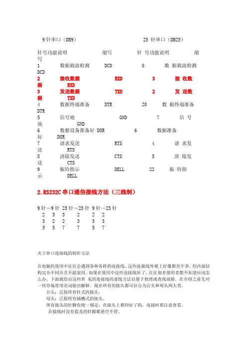 RS232接口针脚定义及MAX232