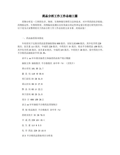 药品分析工作工作总结三篇